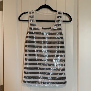 Banana Republic Black and White Sequin Shell